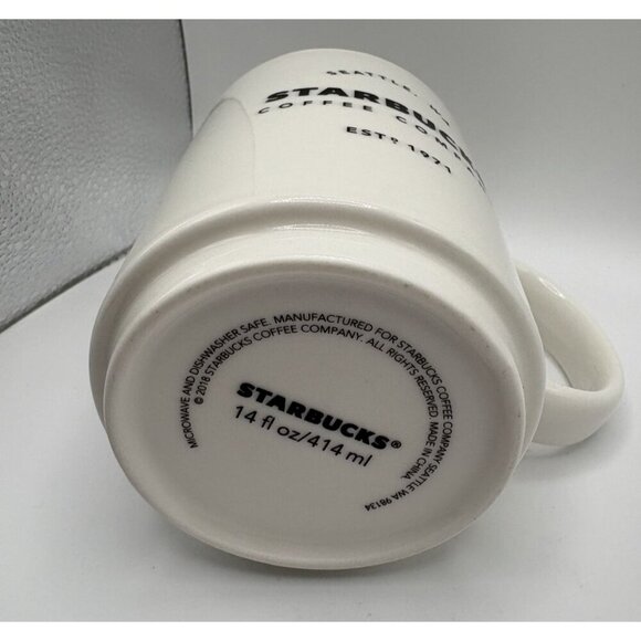 Starbucks 2018 Seattle, WA Washington EST 1971 Large 14oz Ceramic Coffee Tea Mug - Picture 3 of 4